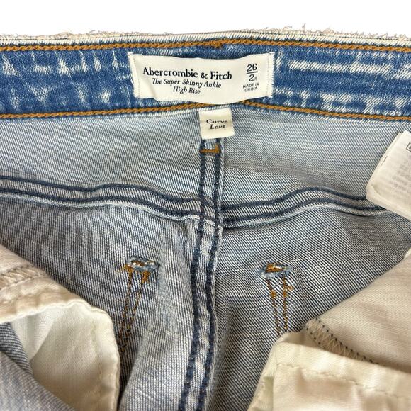 Abercrombie & Fitch Jeans Women Sz 26 (2) Blue Distressed Curve Skinny High Rise - Picture 7 of 11